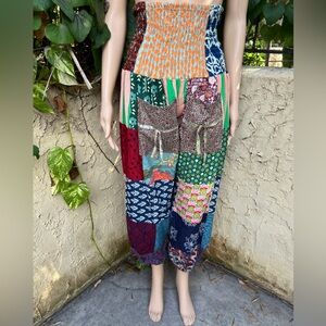 Ashley Taylor Colorful Patchwork Cropped Pants